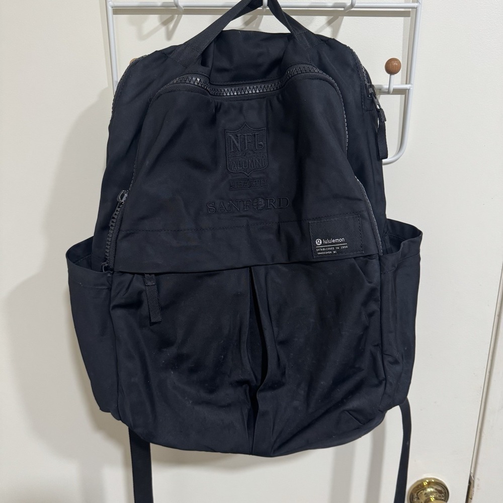 Lululemon NFL Alumni Sanford Health Black Backpack School Gym Travel Bag